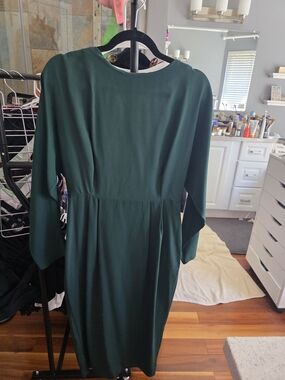 Asos Deep Green Tie-Front Midi Dress